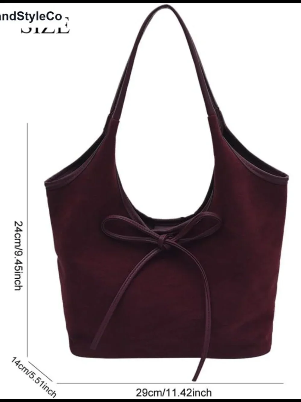 Faux Suede Tote Bag with Bow - Hobo Handbag for Women